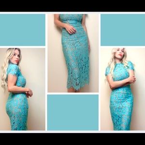 ALEXIS Leona turquoise Teal blue lace dress
